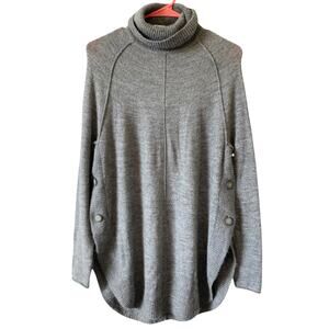 CASLON NWOT Gray Oversized Round Hem Turtleneck Tunic Sweater Size Small Wool